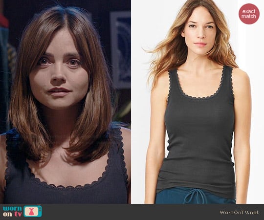 Gap Lace-trim Ribbed Tank in Cast Iron worn by Jenna Coleman on Doctor Who