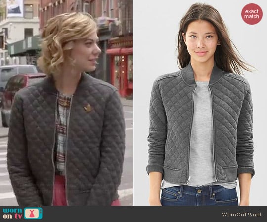 Gap Quilted Knit Bomber Jacket worn by Analeigh Tipton on Manhattan Love Story