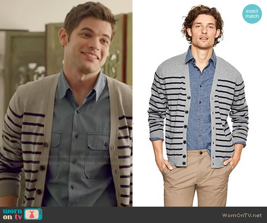 Gap Striped Cotton Cardigan worn by Winslow Schott (Jeremy Jordan) on Supergirl