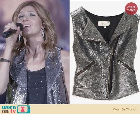 Georgie Sequin Moto Vest worn by Connie Britton on Nashville