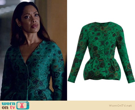 Giambattista Valli Floral Jacquard Peplum Jacket worn by Gina Torres on Suits