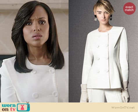 Giorgio Armani Pre-Fall 2014 White Double Breasted Jacket worn by Kerry Washington on Scandal