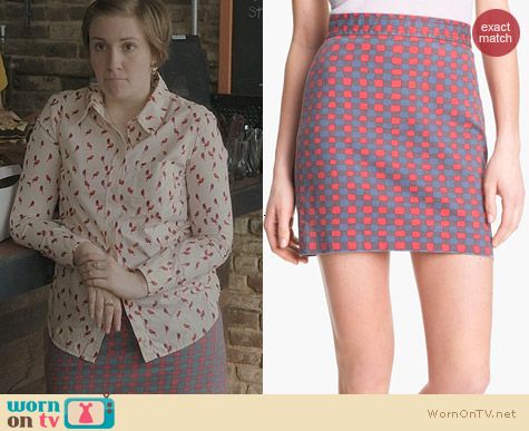 Fashion of HBO Girls: Marc by Marc Jacobs Molly Denim Skirt worn by Lena Dunham