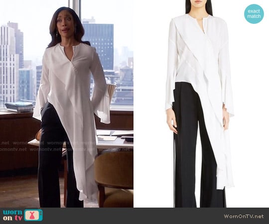 Givenchy Asymmetrical Silk Blouse worn by Jessica Pearson (Gina Torres) on Suits