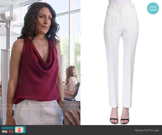 Givenchy Reversible-Seam Skinny-Leg Trousers worn by Abby McCarthy (Lisa Edelstein) on Girlfriends Guide to Divorce