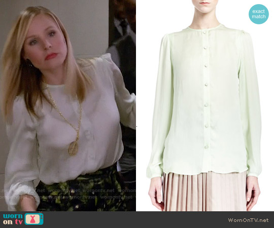 Givenchy Collarless Silk Charmeuse Blouse worn by Jeannie Van Der Hooven (Kristen Bell) on House Of Lies