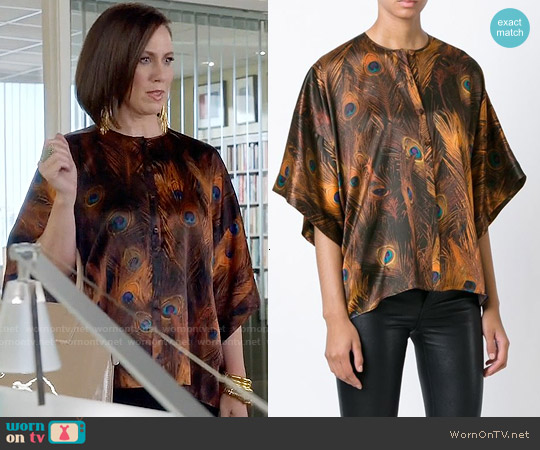 Givenchy Peacock Feather Print Top worn by Diana Trout (Miriam Shor) on Younger