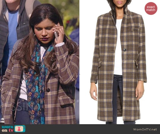 Glamorous Checkered Coat worn by Mindy Kaling on The Mindy Project