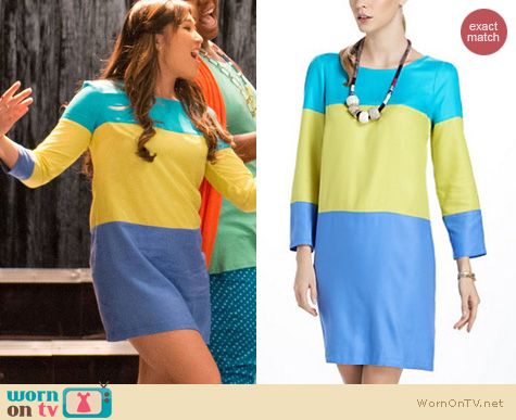 Glee Fashion: Anthropologie Brightblock shift dress worn by Jenna Ushkowitz