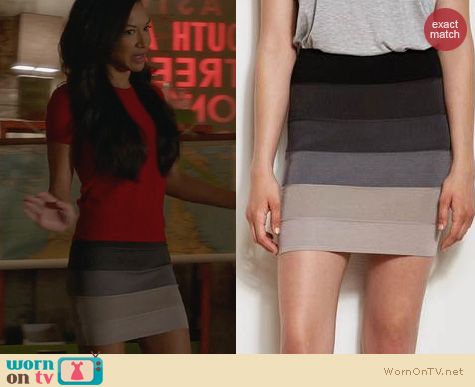 Glee Fashion: Armani Exchange Ombre Bandage Skirt worn by Naya Rivera