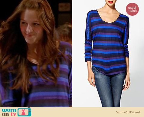 Glee Fashion: C&C California purple striped top worn by Melissa Benoist