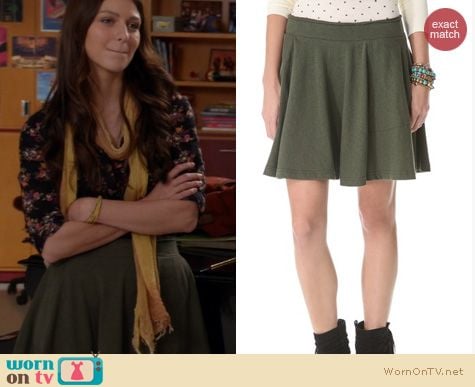 Glee Fashion: Free People Skater Baby Skirt in Army worn by Melissa Benoist