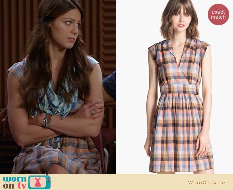 Glee Fashion: French Connection Cookie Check Dress worn by Melissa Benoist