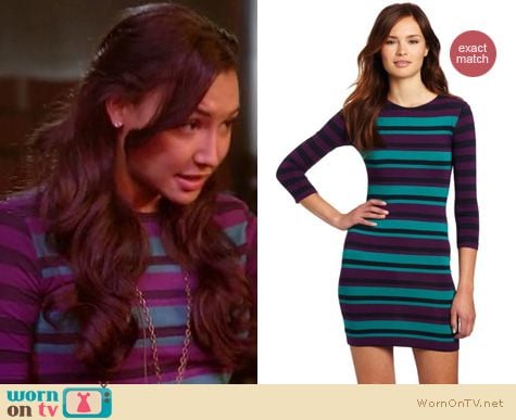 Glee Fashion: French Connection Jessie purple striped dress worn by Santana