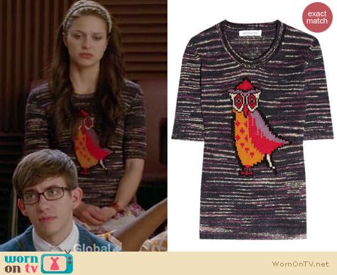 Glee Fashion: Isabel Marant Owl sweater worn by Melissa Benoist