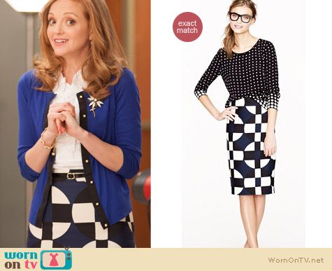 Glee Fashion: J. Crew No. 2 Pencil skirt in graphic print worn by Emma Pillsbury