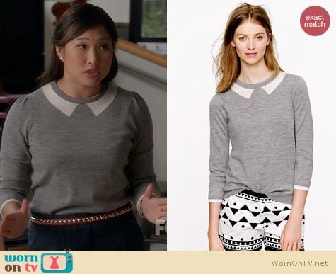 Glee Fashion: J. Crew Trompe L'Oeil Sweater worn by Jenna Ushkowitz