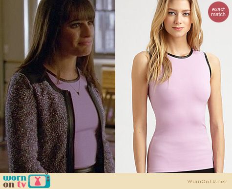 Glee Fashion: L'Agence leather trim top worn by Lea Michele