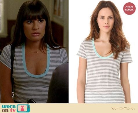 Glee Fashion: L'Agence Heather and Aqua striped tee worn by Lea Michele