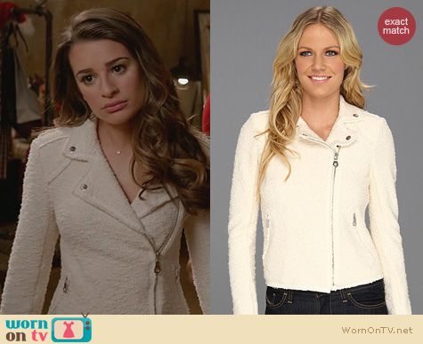 Glee Fashion: Rebecca Taylor Boucle Moto Jacket worn by Lea Michele