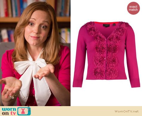 Glee Fashion: Ted Baker pink rosette cardigan worn by Emma Pillsbury