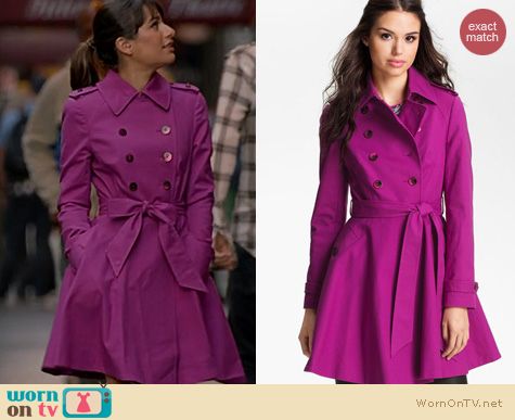 Glee Fashion: Ted Baker Double Breasted Trench in fucshia worn by Lea Michele