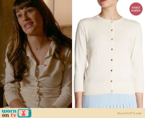 Glee Fashion: Ted Baker Jonta Heart Button Cardigan worn by Lea Michele