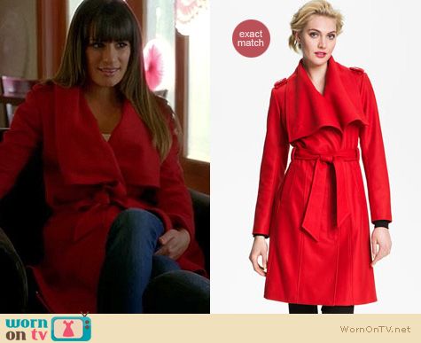 Glee Fashion: Ted Baker long wrap coat worn by Lea Michele