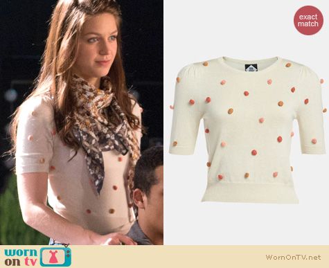 Glee Fashion: Viva Vena 'Used Bookstore' pompom pullover worn by Melissa Benoist