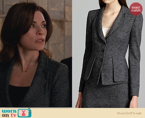 Fashion of The Good Wife: Armani Collezioni Herringbone Blazer worn by Alicia Florrick