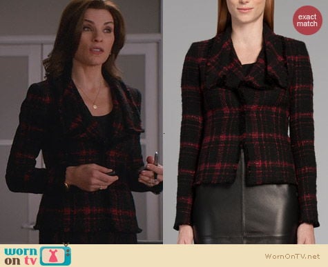 The Good Wife Fashion: Lafayette 148 New York Cecille Plaid Tweed Jacket worn by Alicia Florrick