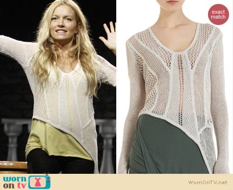 The Goodwin Games Fashion: Helmut Lang open web knit sweater worn by Becki Newton