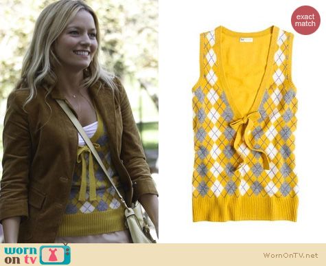 The Goodwin Games Fashion: J. Crew argyle sweater vest worn by Becki Newton