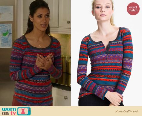 The Goodwin Games Fashion: Splendid Breckenridge henley top worn by Janina Gavankar