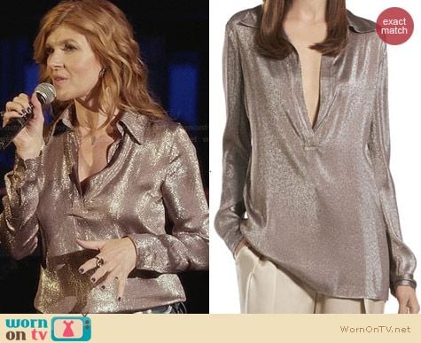 Gucci Metallic Gray Liquid Tunic worn by Connie Britton on Nashville