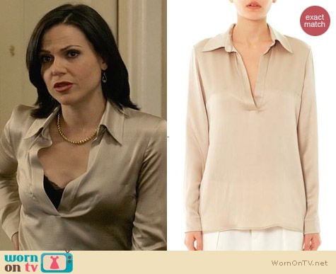 Gucci Hammered Silk Blouse worn by Lana Parilla on OUAT