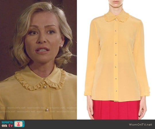 Gucci Ruffled Silk Blouse worn by Elizabeth North (Portia de Rossi) on Scandal