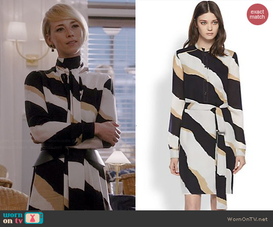 Gucci Zebra Print Silk Georgette Dress worn by Karine Vanasse on Revenge