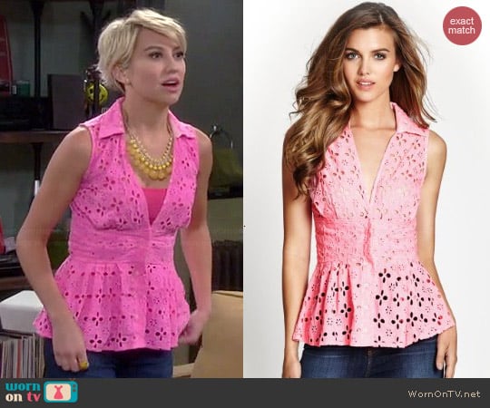 Guess Eyelet Peplum Top worn by Chelsea Kane on Baby Daddy