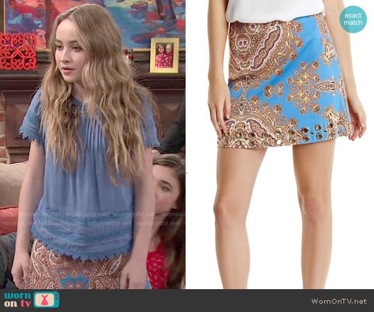 Guess by Marciano Paz Paisley Skirt worn by Maya Hart (Sabrina Carpenter) on Girl Meets World