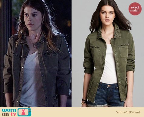 Guess Military Twill Jacket worn by Lindsey Shaw on PLL