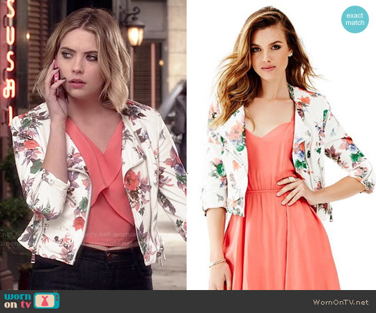 Guess Orsola Moto Jacket worn by Hanna Marin (Ashley Benson) on Pretty Little Liars