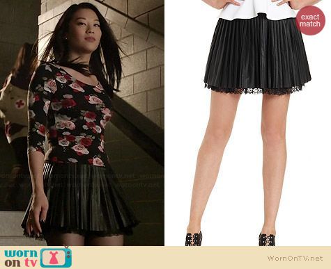 Guess Peated Faux Leather and Lace Skirt worn by Arden Cho on Teen Wolf