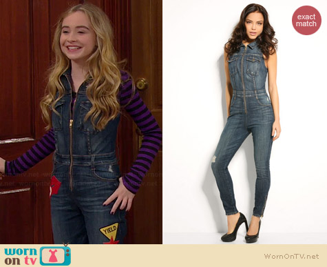 Guess Cara Denim Jumpsuit worn by Sabrina Carpenter on Girl Meets World