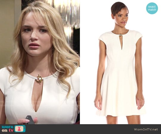 Halston Heritage Cap-Sleeve Rounded Neck Dress with Hardware Details worn by Summer Newman (Hunter King) on The Young and the Restless