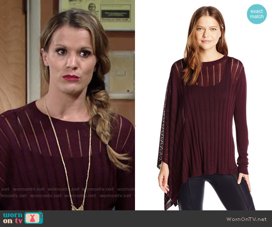 Halston Heritage Asymmetric Sleeve Poncho worn by Chelsea Lawson (Melissa Claire Egan) on The Young and the Restless