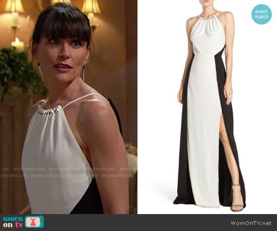 Halston Heritage Colorblock Crepe Gown worn by Quinn Fuller (Rena Sofer) on The Bold and the Beautiful