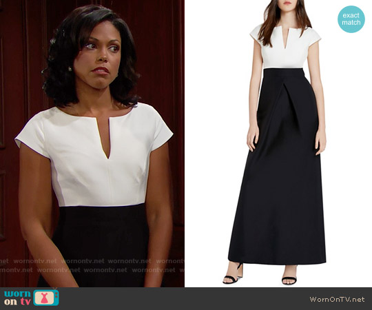 Halston Heritage Faille Color Block Gown worn by Maya Avant (Karla Mosley) on The Bold and the Beautiful