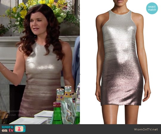 Halston Heritage Sleeveless Sequined Fitted Cocktail Dress worn by Katie Logan (Heather Tom) on The Bold and the Beautiful