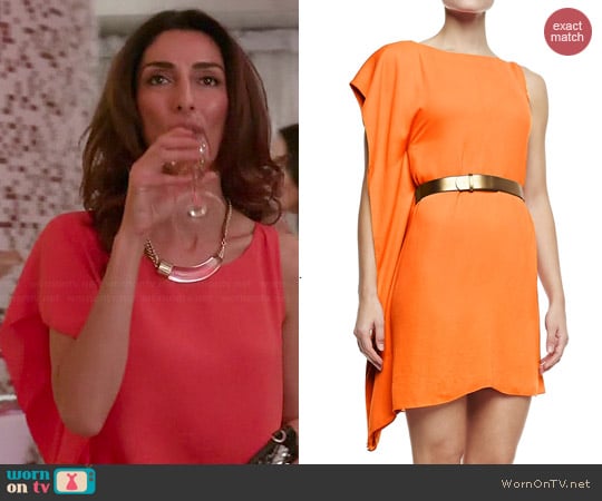 Halston Heritage Asymmetric Drape Sleeve Dress worn by Necar Zadegan on GG2D